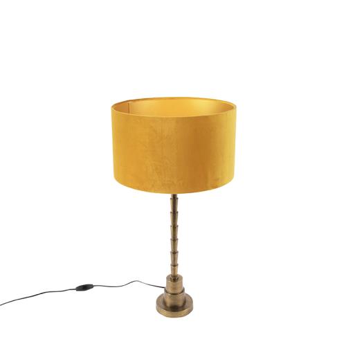 Stolní lampa v art deco stylu ssametovým stínítkem žlutá 35 cm - Pisos