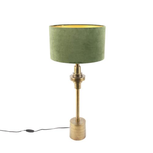 Stolní lampa v art deco stylu ssametovým stínítkem zelená 35 cm - Diverso
