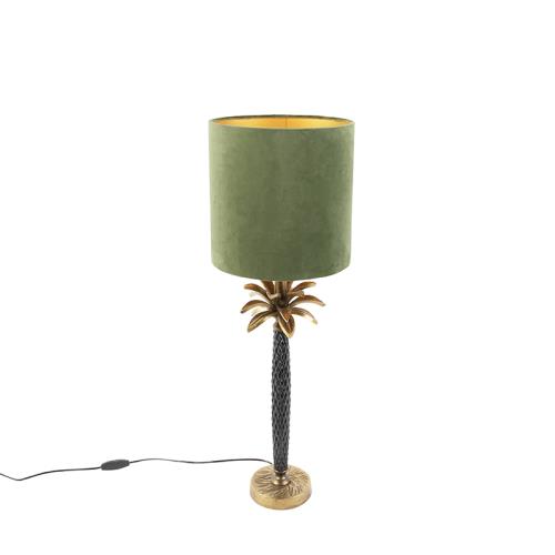 Stolní lampa ve stylu Art Deco ssametovým stínítkem zelená 25 cm - Areka
