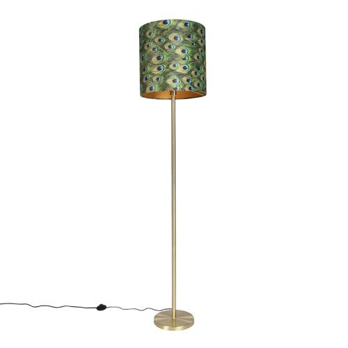 Stojací lampa mosazná sstínidlem spavoučím vzorem 40 cm - Simplo
