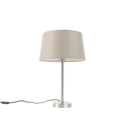 Moderní stolní lampa ocelová stmavě béžovým stínítkem 35 cm - Simplo