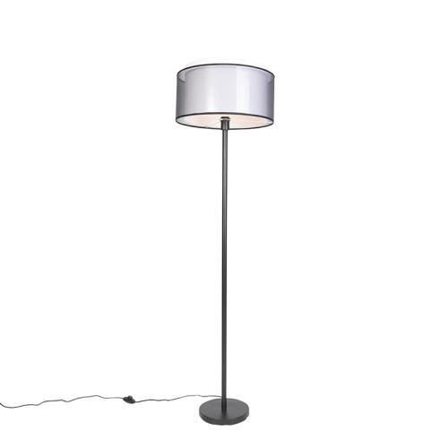 Designová stojací lampa černá sčernobílým stínítkem 47 cm - Simplo