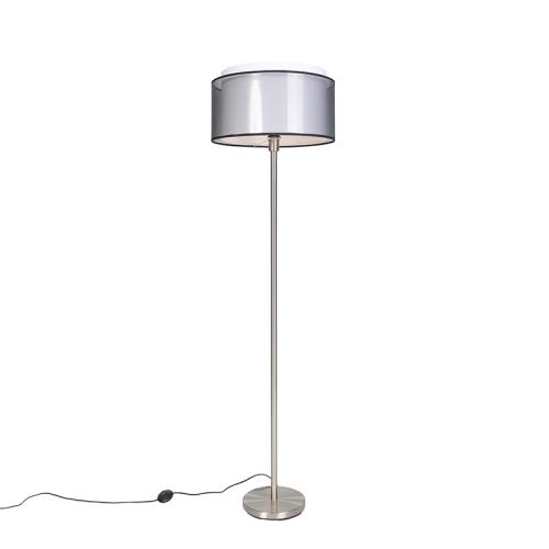 Designová stojací lampa ocelová sčernobílým stínítkem 47 cm - Simplo
