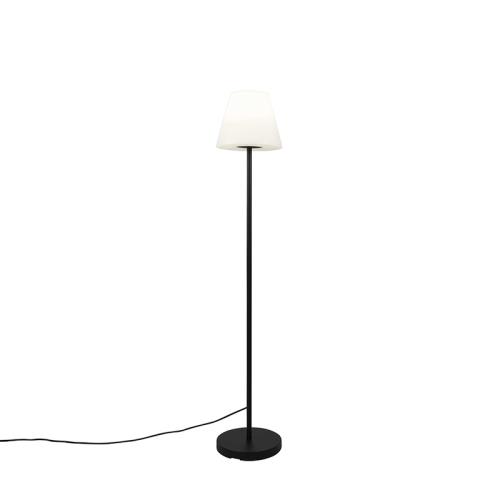 Venkovní stojací lampa černá s bílým stínítkem IP65 25 cm - Virginia