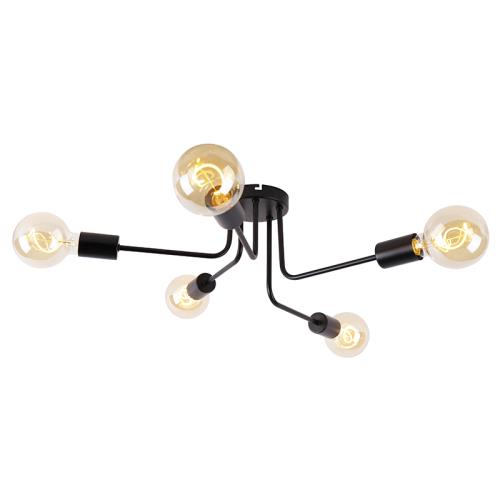 Designové stropní svítidlo černé 5-světlo - Facile