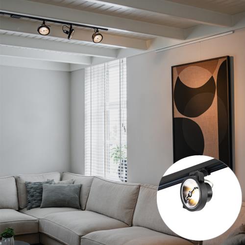 Kolejnicový systém s 3 reflektory černý 1-fázový - Go