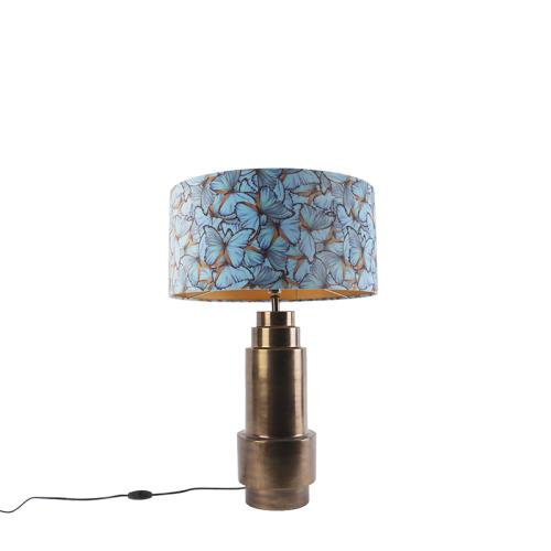 Stolní lampa bronzová ssametovým stínidlem smotýlem 50 cm - Bruut