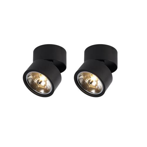 Sada 2 moderních bodových světel černých kulatých nastavitelných - Go Nine