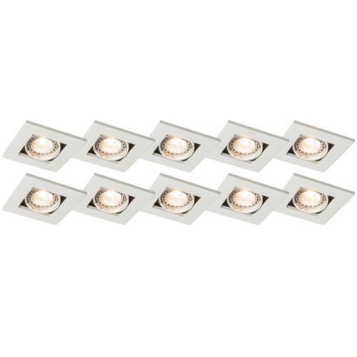 Sada 10 bílých zapuštěných bodových světel nastavitelných - Qure