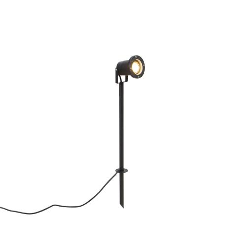 Bodové světlo na špici černé nastavitelné IP44 vč. kabelu a zástrčky - Basic