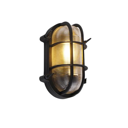 Průmyslová nástěnná a stropní lampa černá oválná IP44 - Noutica