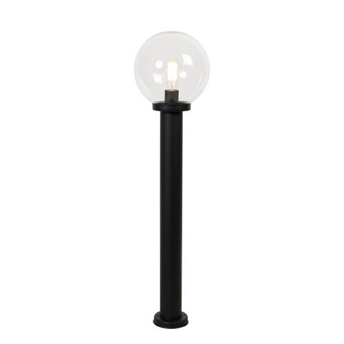 Stojací venkovní lampa černá s průhlednou koulí 100 cm IP44 - Sfera