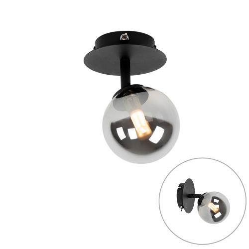 Rustikální bodové světlo černé nastavitelné s kouřovým sklem - Atény