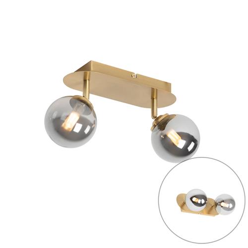 Bodové světlo zlaté 2-světlo nastavitelné s kouřovým sklem - Atény