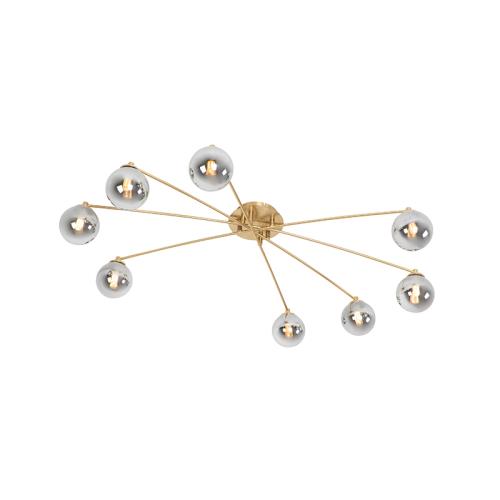 Moderní stropní svítidlo zlaté 8-světlo s kouřovým sklem - Atény