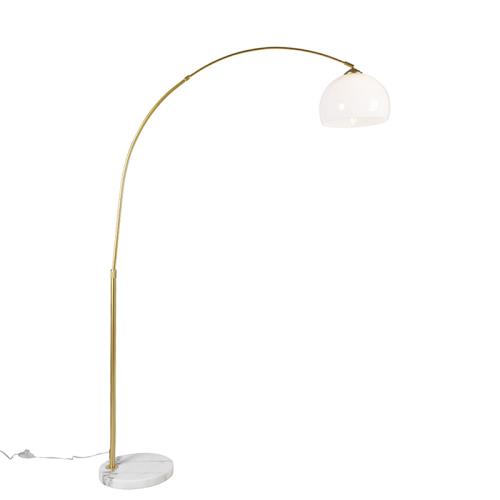 Moderní oblouková lampa mosazná s bílým stínítkem - Arc Basic