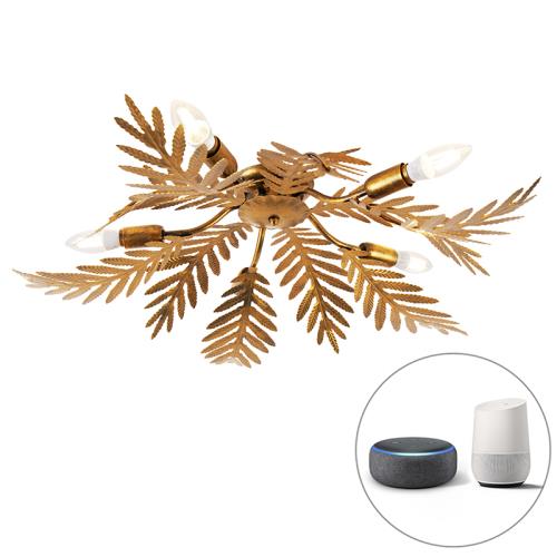 Vintage chytré stropní svítidlo zlaté 70 cm vč. 5 WiFi B35 - Botanica