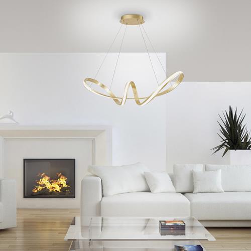 Designová závěsná lampa zlatá vč. LED 91 cm - Belinda