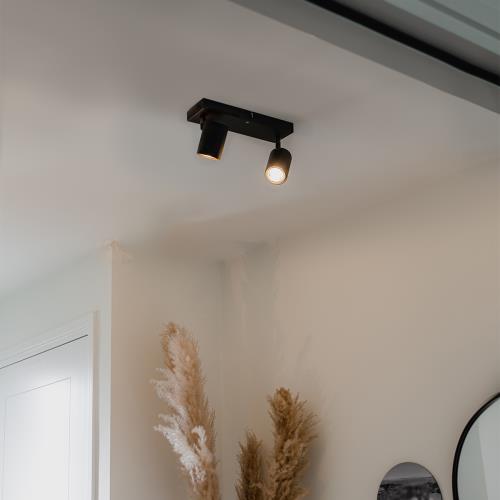 Moderní stropní svítidlo černé 2-světla nastavitelné obdélníkové - Jeana