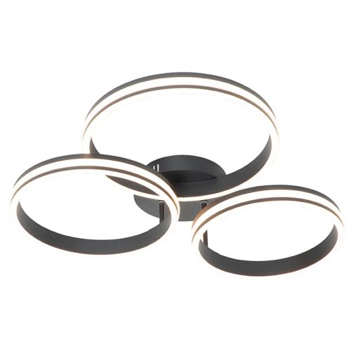 Stropní lampa černá vč. LED 3-stupňově stmívatelná 3-světlo - Navara