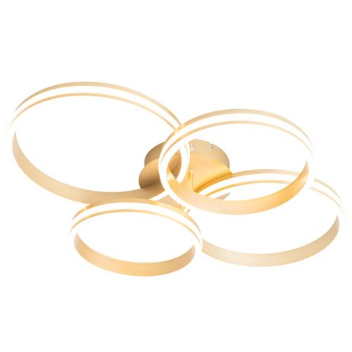 Stropní svítidlo mosazné vč. LED 3-stupňový stmívač 4-světla - Navara