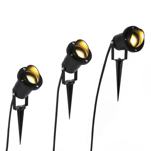 Sada 3 zahradních bodových světel černých včetně kabelu a zástrčky IP65 - Done