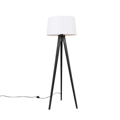 Stojací lampa se třemi nohami černá slněným stínítkem bílým 45 cm - Tripod Classic