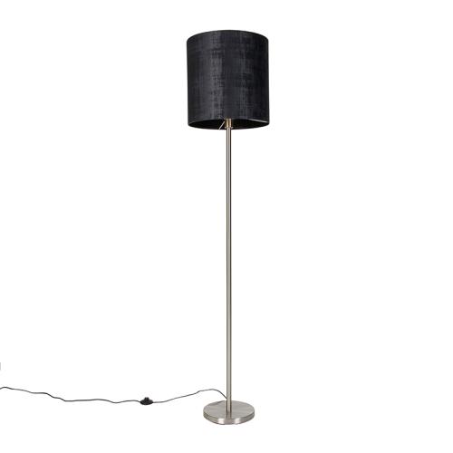 Moderní stojací lampa ocelová sstínítkem černým 40cm - Simplo