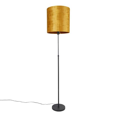Stojací lampa černá se zlatým stínítkem 40 cm nastavitelná - Parte