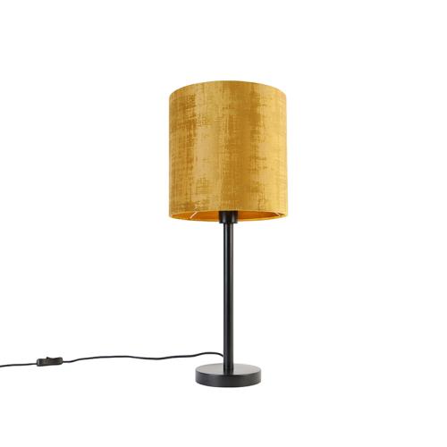 Moderní stolní lampa černá se zlatým stínítkem 25 cm - Simplo