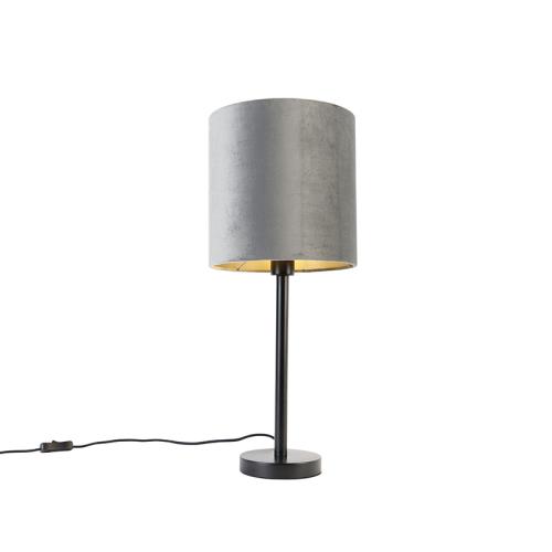 Moderní stolní lampa černá s šedým stínítkem 25 cm - Simplo