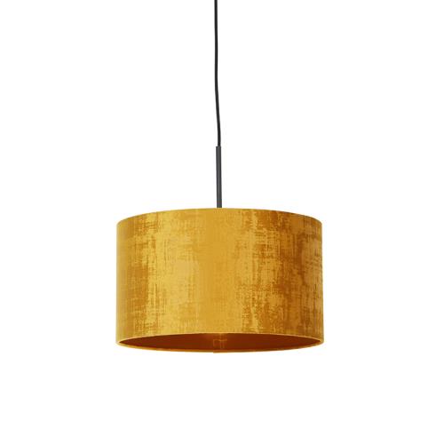 Moderní závěsné svítidlo černé se žlutým stínítkem 35 cm - Combi