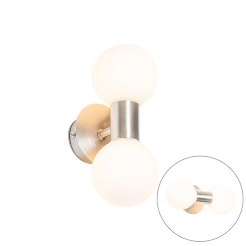 Moderní nástěnné svítidlo ocel IP44 2-světlo - Cederic