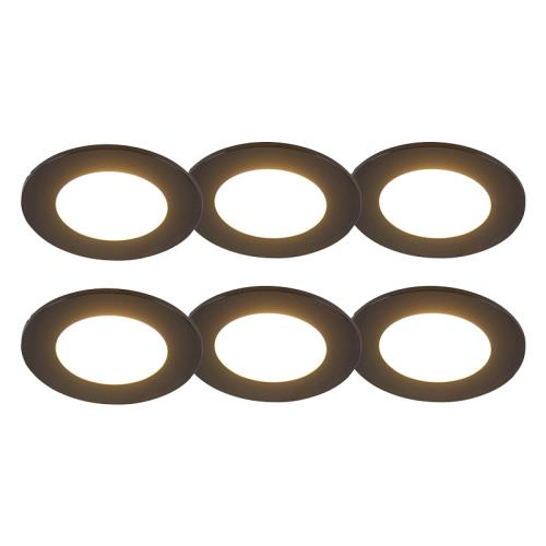 Sada 6 zapuštěných bodových světel černých vč. LED 3-stupňově stmívatelné IP65 - Blanca