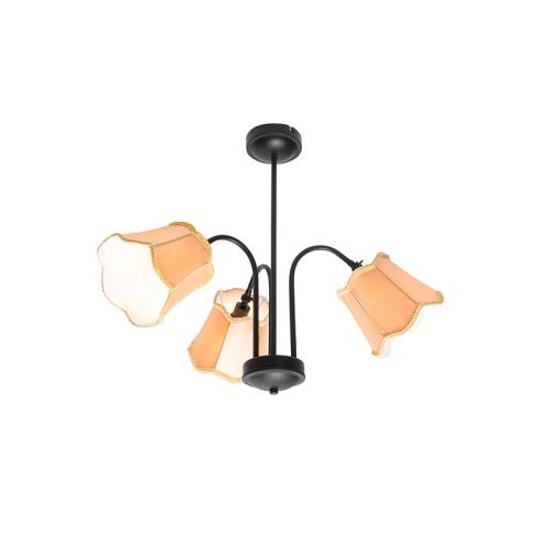 Klasické stropní svítidlo černé se zlatým stínítkem 3-světlo - Nona