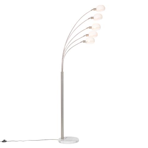 Designová stojací lampa ocel s opálovým sklem 5-světlo - Sixties Marmo
