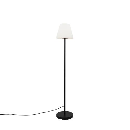 Chytrá moderní venkovní stojací lampa s černým tělem a bílým stínítkem vč. Wifi A60 - Virginia