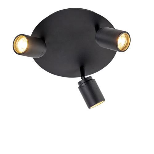 Chytrý koupelnový reflektor černý IP44 vč. 3 WiFi GU10 - Ducha