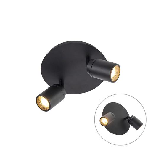 Chytrý moderní reflektor černý vč. GU10 2-světla IP44 - Ducha