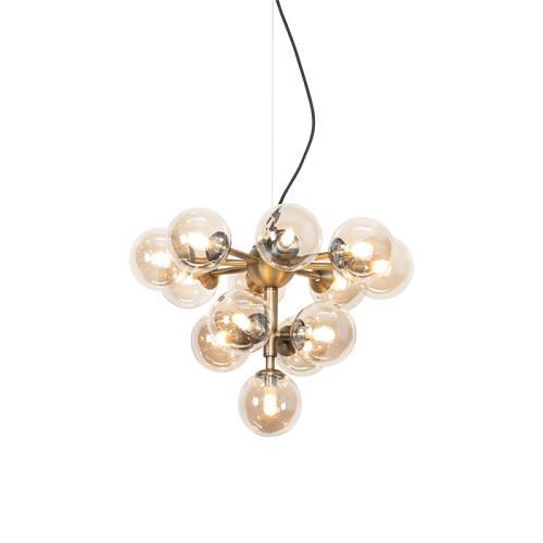 Bronzové závěsné svítidlo s jantarovým sklem 13-světlo - Bianca