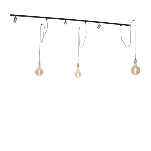 1-fázový kolejnicový systém se 3 reflektory a 3 závěsnými lampami zlatý - Cavalux Jeana