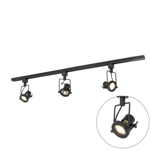 Průmyslový kolejnicový systém s 3 reflektory 1-fázový černý - Suplux