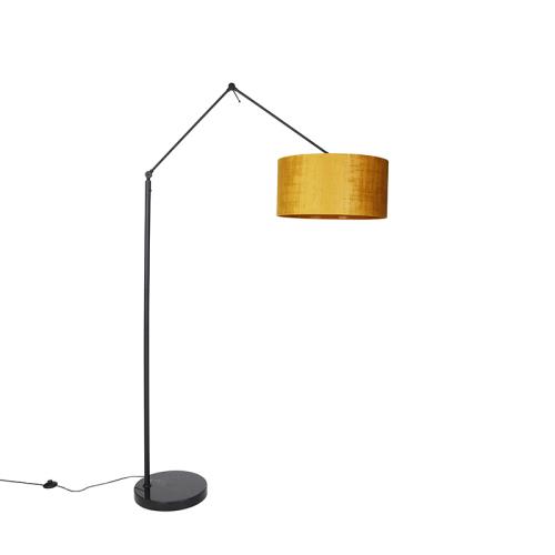 Moderní stojací lampa černá se zlatým stínítkem 50 cm - Editor