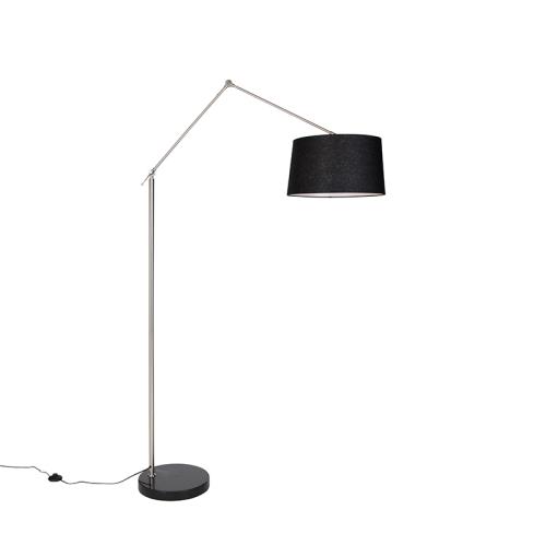Moderní stojací lampa ocel sstínítkem zčerného lnu 45 cm - Editor