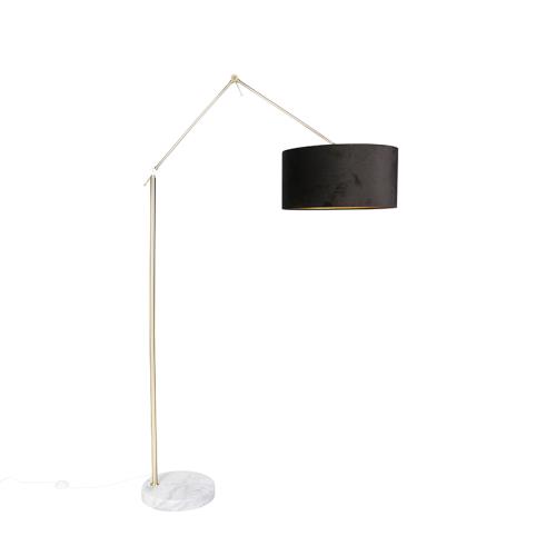 Moderní stojací lampa se zlatým sametovým stínítkem černá 50 cm - Editor