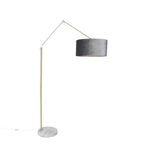 Moderní stojací lampa zlatý sametový stín šedý 50 cm - Editor