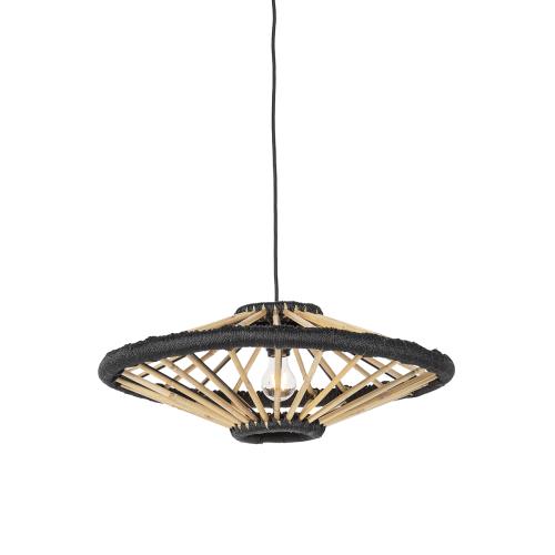 Orientální závěsné svítidlo bambus s černou 60 cm - Evalin