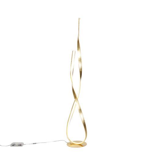 Designová stojací lampa zlatá vč. LED a stmívače - Belinda