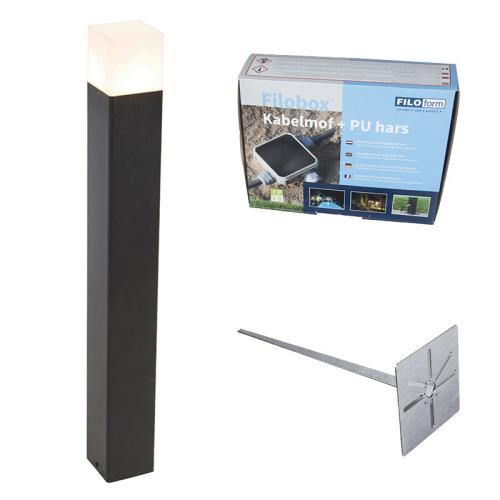 Venkovní svítidlo na zem s opálovým sklem 70 cm s kolíkem a kabelovou průchodkou - Dánsko