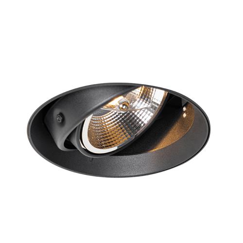 Moderní zapuštěné bodové světlo černé GU10 AR111 kulaté bez rámečku - Oneon